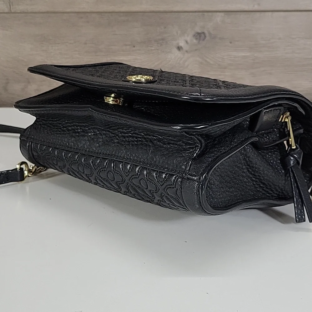 Tory Burch Black Quilted Leather Crossbody Bag with Gold Chain
